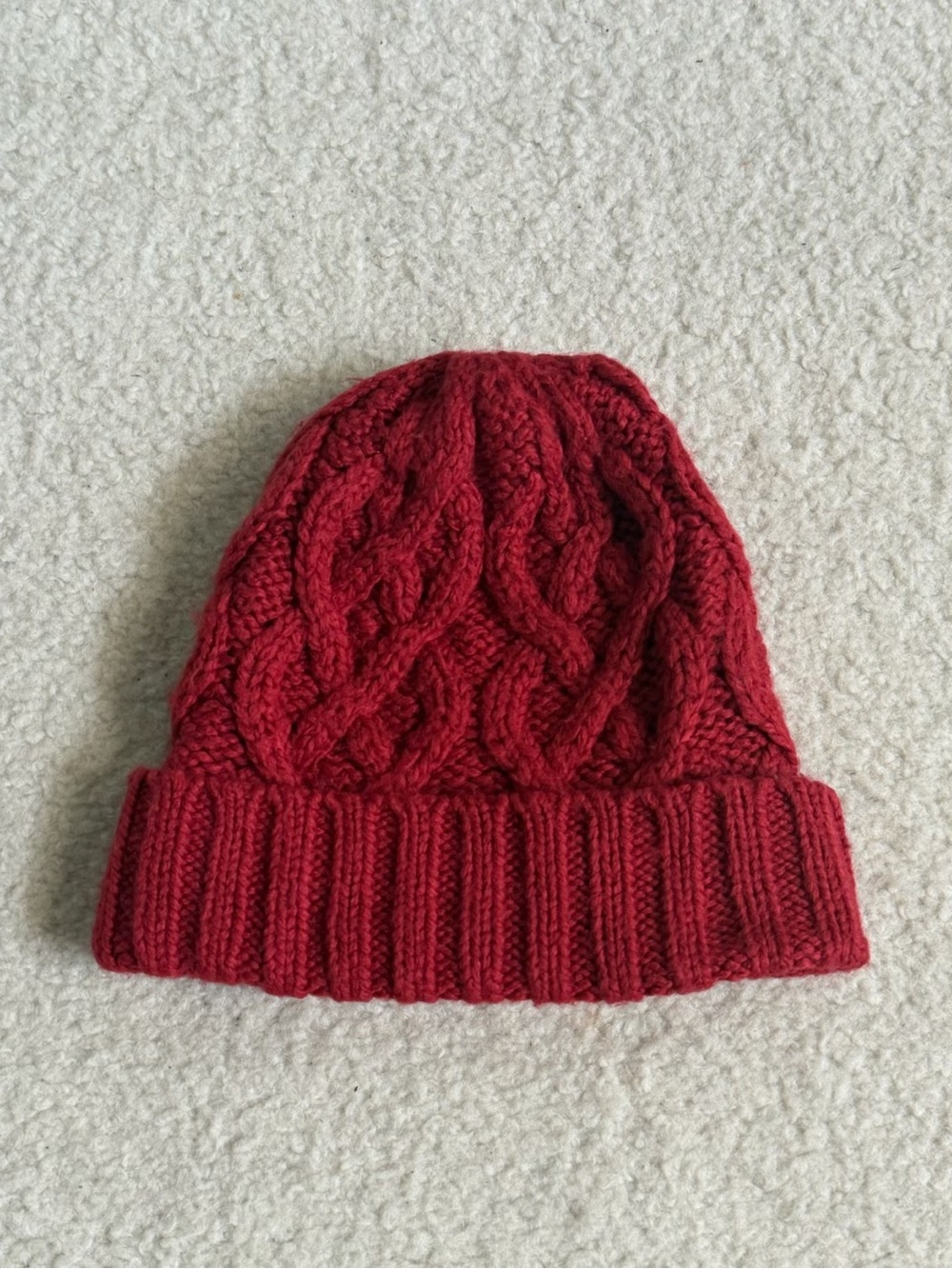 GAP Red Ribbed Cable Knit Beanie Winter Hat
